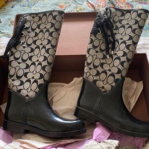 Coach Black and Gray Rainboots